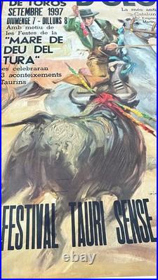 Affiche Originale Corrida Olot 1997 Catalogne 108x79 CM Tauromachie Vintage