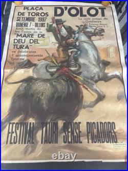 Affiche Originale Corrida Olot 1997 Catalogne 108x79 CM Tauromachie Vintage