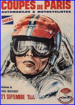 Affiche Originale Coupe de Paris Agaci Linas-Montlhery Grand Prix -1969