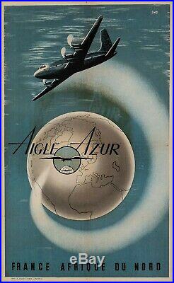 Affiche Originale DAD Aigle Azur France Afrique du Nord Algérie 1950