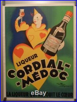 Affiche Originale Entoilée Liqueur Cordial-médoc Henry Le Monnier Vers 1930