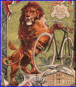 Affiche Originale F. Tamagno Peugeot Cycles Lion Bicyclette Vélo 1895