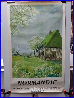 Affiche Originale Foujita 1958 Normandie chemin de fer 100 x 62 cm