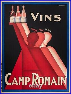 Affiche Originale Gadoud Vins Camp Romain Côtes du Rhône Laudun 1930