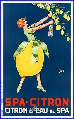 Affiche Originale Géo Spa Citron Limonade Citronnier Eau Minérale 1920