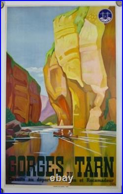 Affiche Originale Gorges du tarn 1937 par A Giroux entoilee TBE