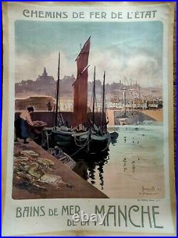 Affiche Originale Granville Chemin de fer de l'état 1922 Meunier