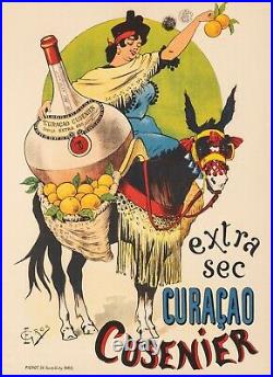 Affiche Originale Gros E. Curaçao Cusenier Ane Orange Liqueur 1899