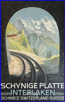 Affiche Originale Interlaken c. 1940 Suisse Schweiz Railways Poster Affiche Originale Interlaken c. 1940 Suisse Schweiz Railways Poster