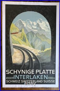 Affiche Originale Interlaken c. 1940 Suisse Schweiz Railways Poster Affiche Originale Interlaken c. 1940 Suisse Schweiz Railways Poster