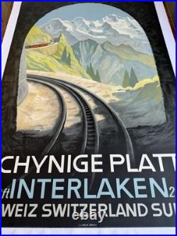 Affiche Originale Interlaken c. 1940 Suisse Schweiz Railways Poster