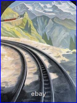 Affiche Originale Interlaken c. 1940 Suisse Schweiz Railways Poster