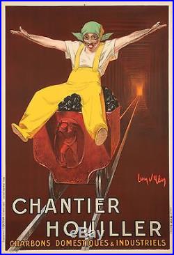 Affiche Originale Jean dYlen Chantier Houiller Charbon industriel 1924