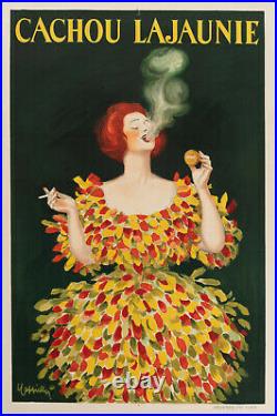 Affiche Originale L. Cappiello Cachou Lajaunie Reglisse Cigarette 1920