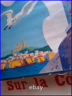 Affiche Originale Lithographiee, Marseille Sur La Cote D'azur, Par Beglia