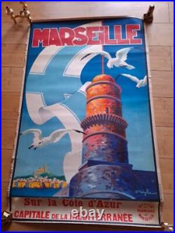 Affiche Originale Lithographiee, Marseille Sur La Cote D'azur, Par Beglia