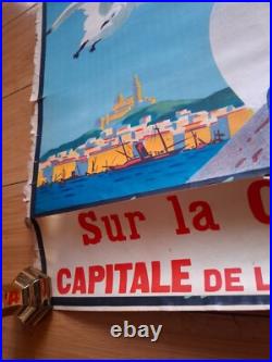 Affiche Originale Lithographiee, Marseille Sur La Cote D'azur, Par Beglia