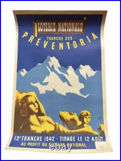 Affiche Originale Loterie Nationale 1942 Préventoria Roger Broders Montagne