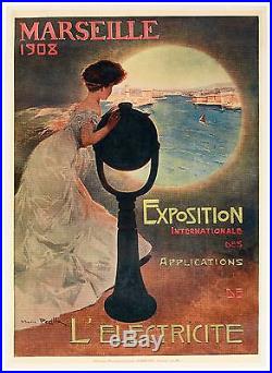 Affiche Originale Mario Pezilla Marseille Exposition Internationale 1908