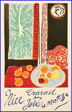 Affiche Originale Matisse Henri Nice Travail Joie Fauvisme 1947