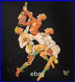 Affiche Originale Mich Bec Kina Aperitif Alcool Liqueur- Rugby 1921