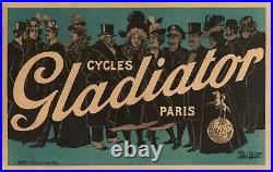 Affiche Originale Paolo Henri Cycles Gladiator Paris Clément Vélo 1900