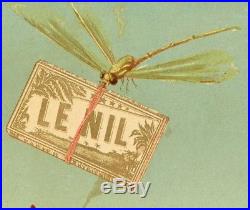 Affiche Originale Papier à Cigarette JOB Le Nil Pyramide Libellule 1900
