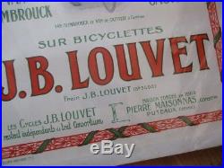 Affiche Originale Paris Roubaix 1926 Cycles Louvet Bicyclette Entoilee Slembrouc