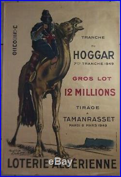 Affiche Originale Paul Elie DUBOIS Loterie Algérienne tranche du HOGGAR 1949