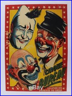 Affiche Originale Poster Circus Cirque Bureau Clown Blanc Auguste