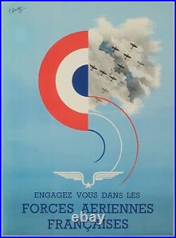 Affiche Originale R. Louvat Forces Aériennes Française WW2 1944
