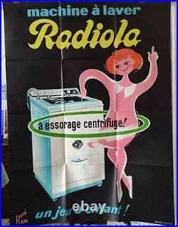 Affiche Originale RADIOLA Machine à laver René RAVO Imprimerie BEDOS