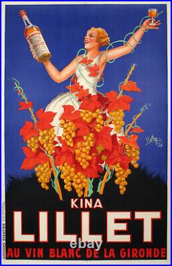 Affiche Originale Robys Kina Lillet Vin Raisin Bordeaux Gironde 1937