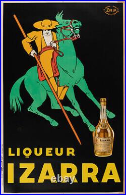 Affiche Originale Zulla Liqueur Izarra Alcool Pays Basque 1934
