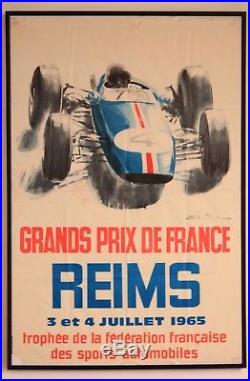 Affiche Originale ancienne ACF du Grand Prix de Reims 1965 Circuit de Gueux