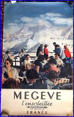 Affiche Originale de tourisme ski Megève
