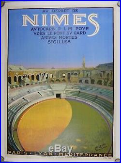 Affiche Originale entoilée 1926. ARENES NIMES par Leo Lelee