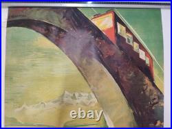 Affiche Originale tourisme Funiculaire Vevey Mont-Pèlerin, lac Léman Suisse
