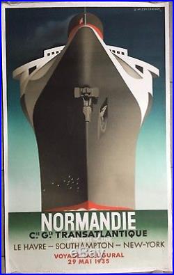 Affiche PAQUEBOT NORMANDIE Transatlantique French Line CASSANDRE 1979