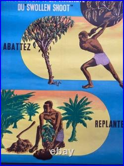 Affiche PLANTEURS ATTENTION Swollen Shoot Cacaoyer Afrique Côte d'Ivoire 50's