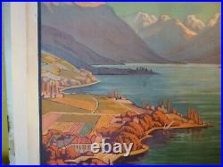 Affiche PLM lac d'Annecy chemin de fer 1926 entoilée originale