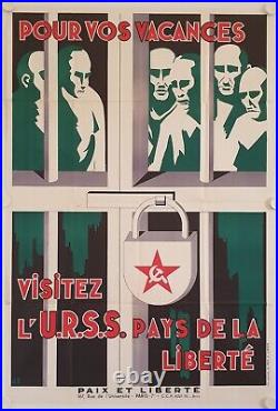 Affiche Paix et Liberté 1951 VACANCES VISITEZ U. R. S. S PAYS DE LA LIBERTÉ