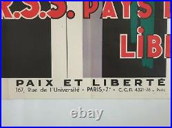 Affiche Paix et Liberté 1951 VACANCES VISITEZ U. R. S. S PAYS DE LA LIBERTÉ