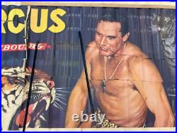 Affiche Palissade Radio Circus Radio Luxembourg Dompteur Gilbert Houcke -fauves