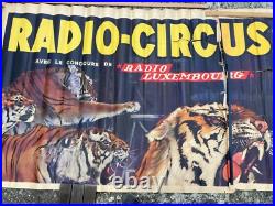 Affiche Palissade Radio Circus Radio Luxembourg Dompteur Gilbert Houcke -fauves