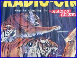 Affiche Palissade Radio Circus Radio Luxembourg Dompteur Gilbert Houcke -fauves
