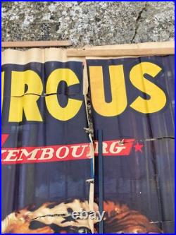 Affiche Palissade Radio Circus Radio Luxembourg Dompteur Gilbert Houcke -fauves