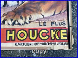 Affiche Palissade Radio Circus Radio Luxembourg Dompteur Gilbert Houcke -fauves