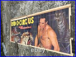 Affiche Palissade Radio Circus Radio Luxembourg Dompteur Gilbert Houcke -fauves