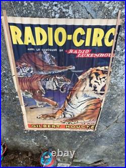 Affiche Palissade Radio Circus Radio Luxembourg Dompteur Gilbert Houcke -fauves